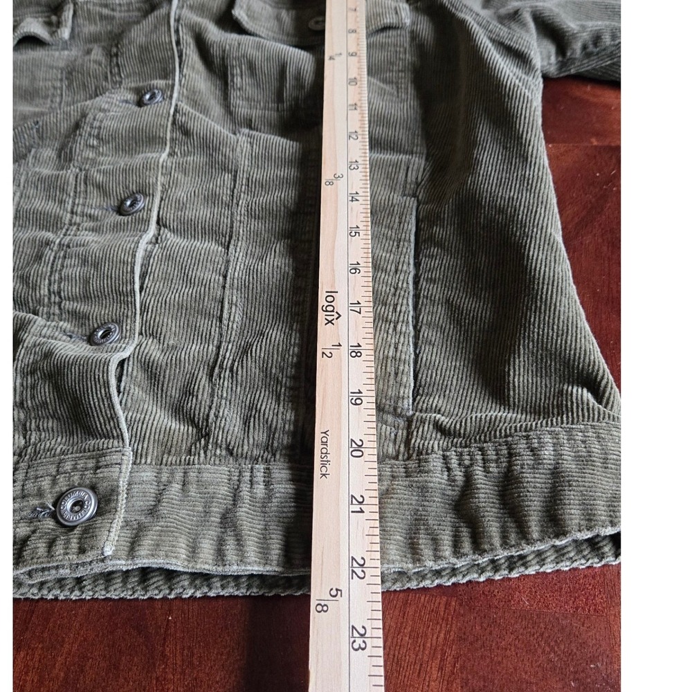 Columbia Blues Olive Green Corduroy Trucker Jacket Large Womens - Picture 9 of 9